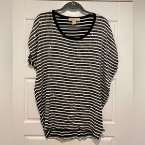 Michael Kors black and white strip sequin top. Size L